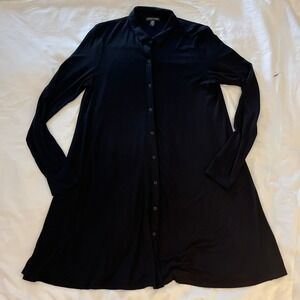 Eileen Fisher Womens Sz S Jersey Button Front Tunic Shirt Minimalist Capsule